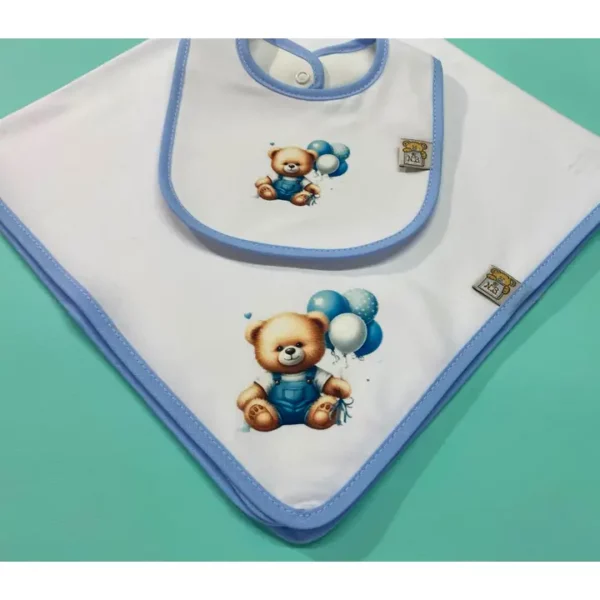 Ensemble Bavoir naissance et Lange - Divers coloris imprimés