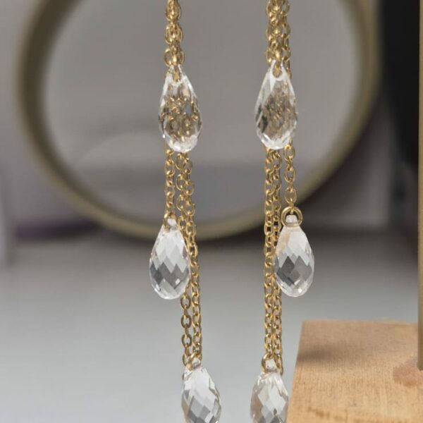 Boucles d'oeilles pendantes ORLANE dorées avec cristaux transparents pour mariée