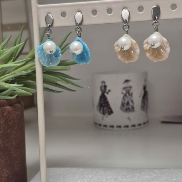 Boucles d'oreilles forme coquillage artisanales