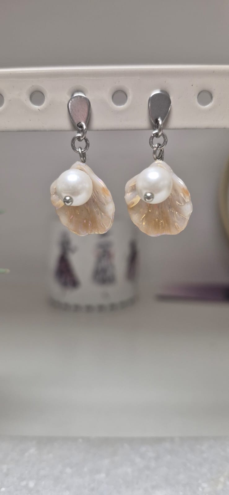 Boucle d'oreilles forme coquillage artisanales
