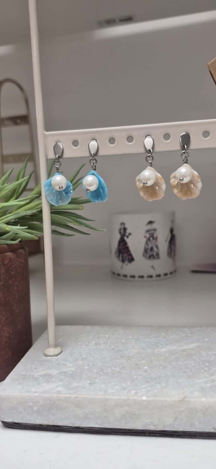Boucles d'oreilles forme coquillage artisanales