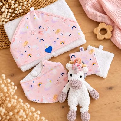Ensemble naissance bébé licorne avec